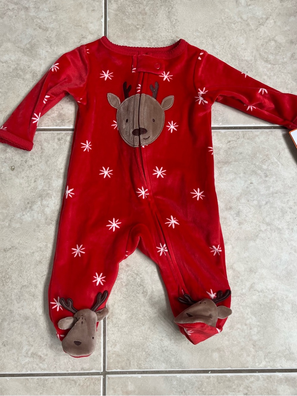 Carter's Red Reindeer Footed One-Piece